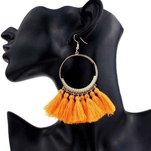 Boho Tassel Hoops Earrings